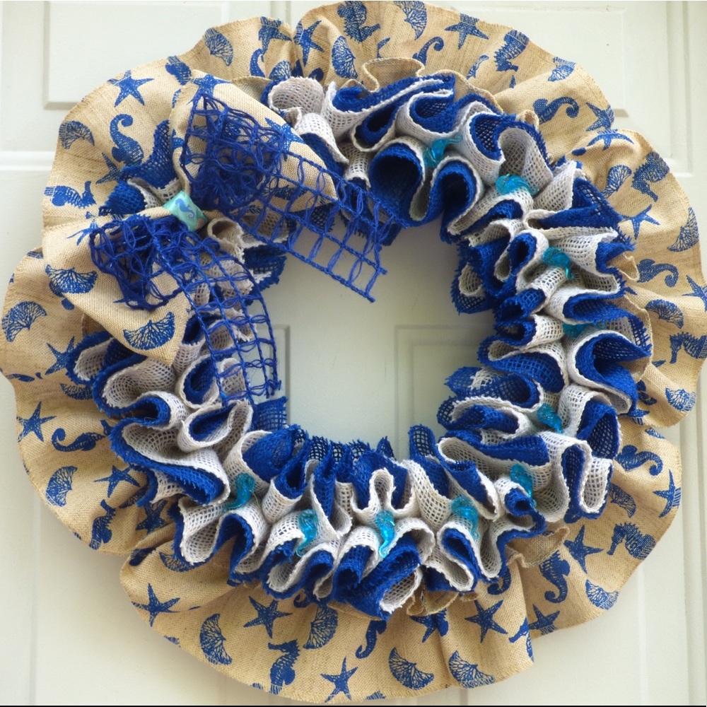 Beach Wreath for Front Door with Lights.